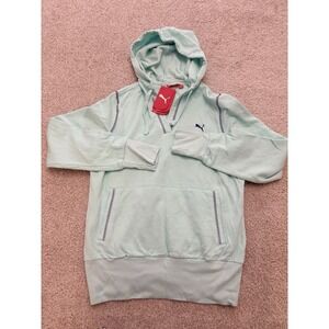New Women's Light Blue Puma Hoodie V Neck Sweater Size Large